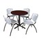Cain Cain Round Table & Chair Set, Wood, Metal, Plastic Top, Mahogany TB30RNDMH47GY - alternate 1